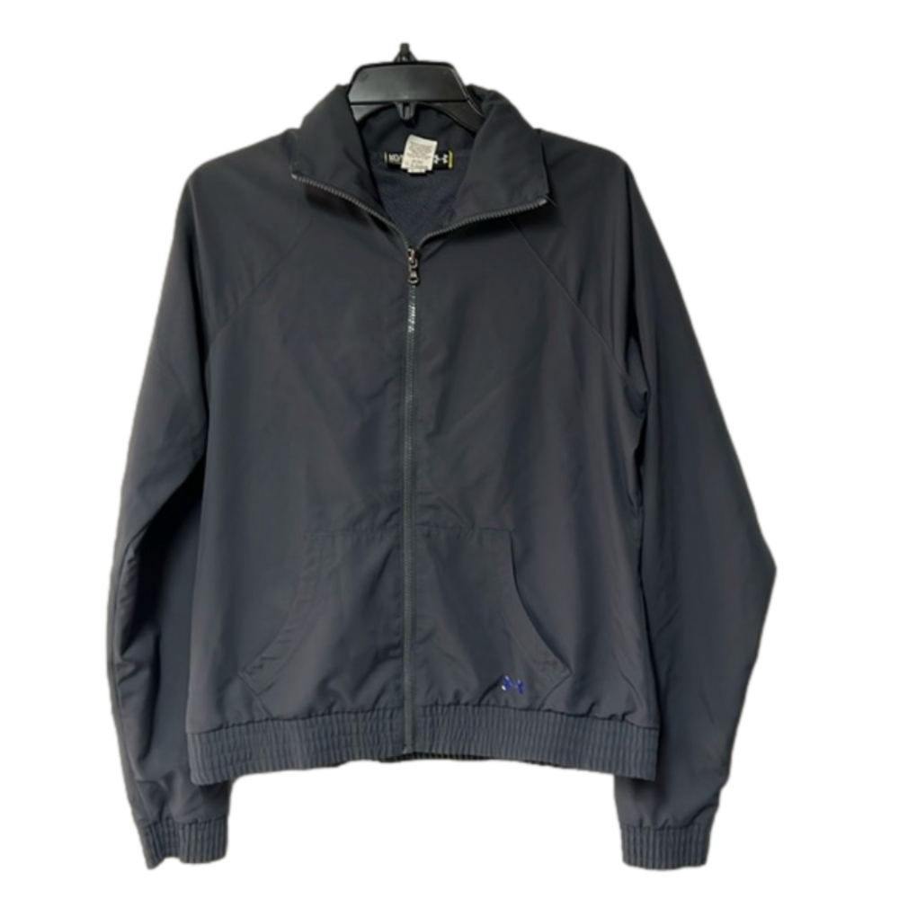 Women’s Under Armour jacket gray with‎ blue badge size M semi fitted
